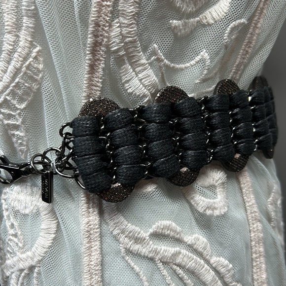 Chicos belt adjustable copper sequin ovals linked by weaving ovals with chain. main image 9